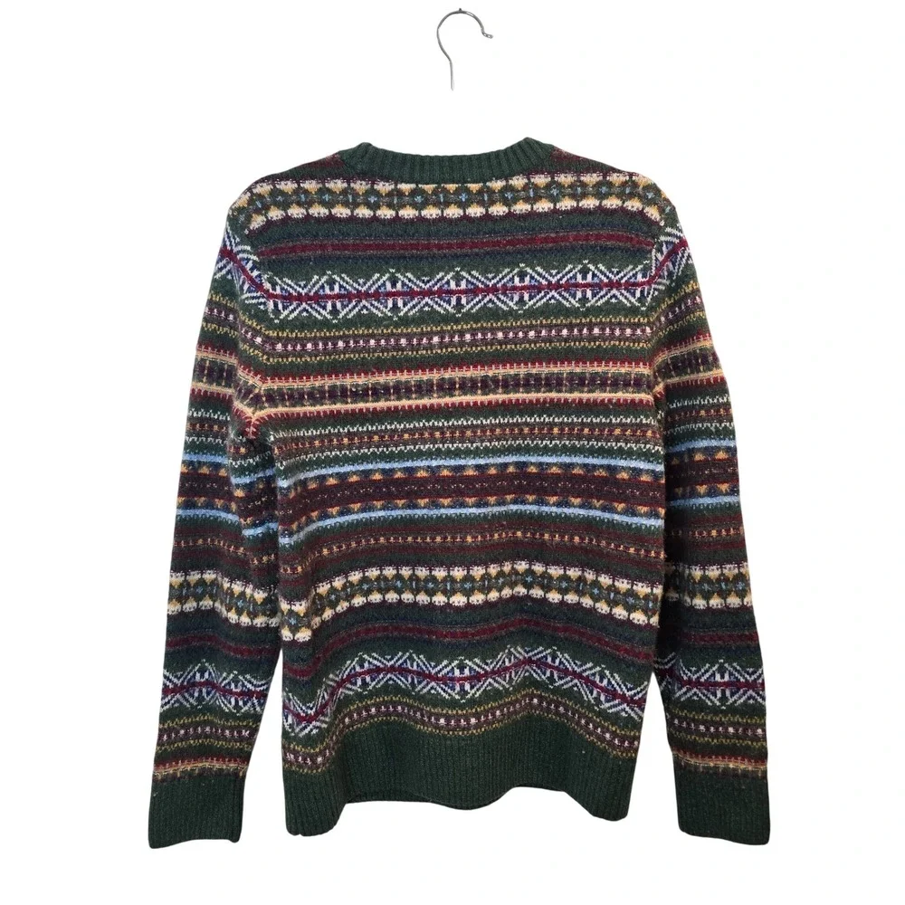 Abercrombie & Fitch Sweater Mens Medium Green Fair Isle Merino Wool Blend VTG